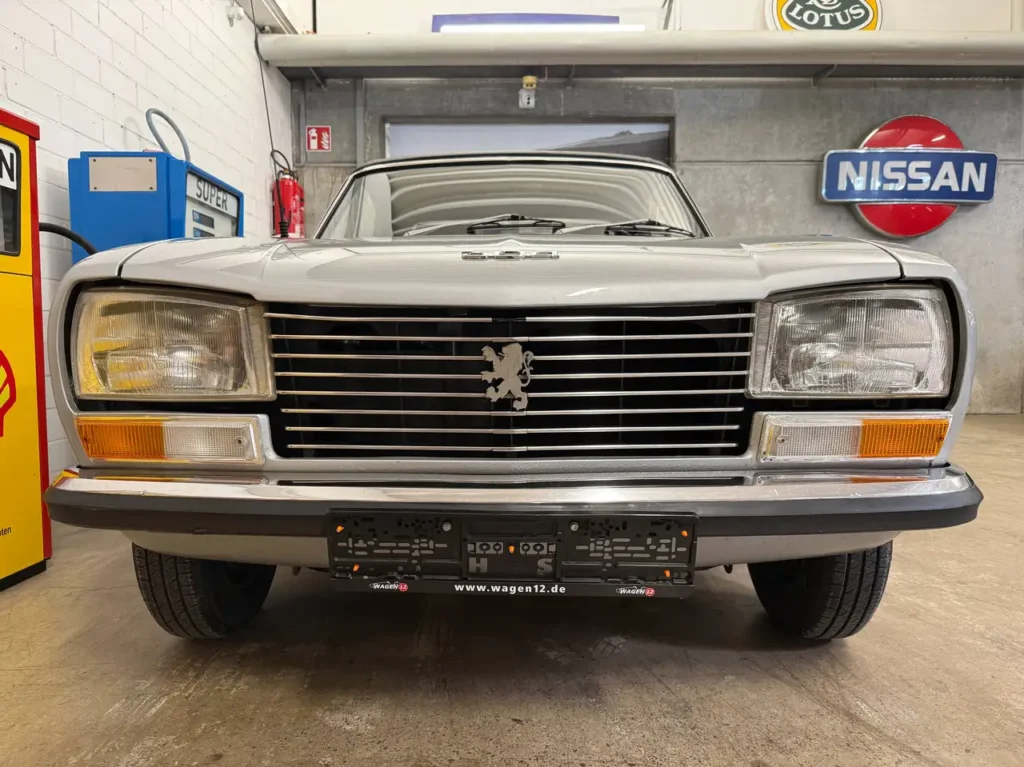 Peugeot 304 Cabrio 1971 silber Foto vom Kuehlergrill.
